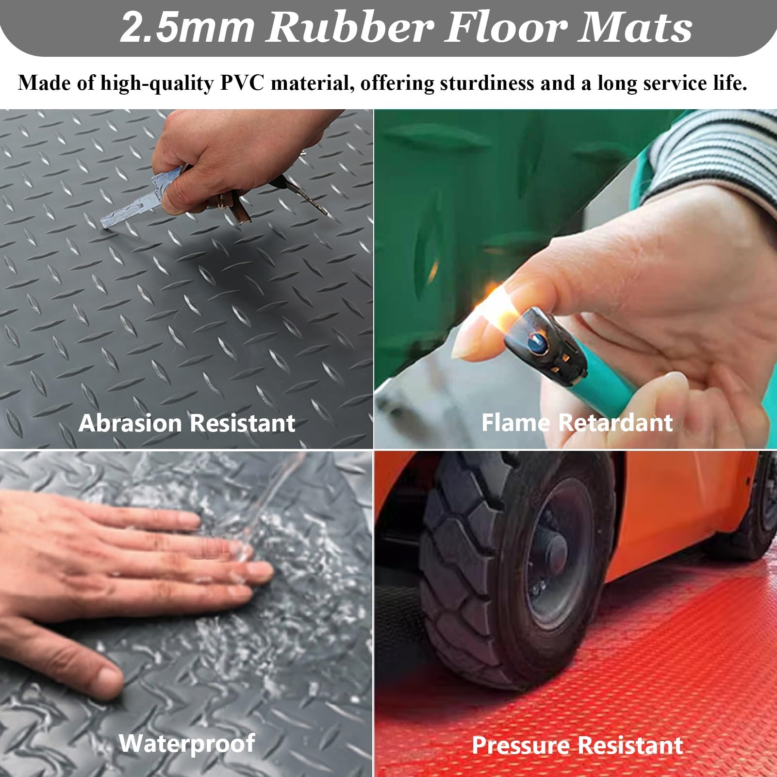 Gummimatte Verdickte Garagenbodenmatte aus Gummi mit Rautenmuster, Flexible DIY-Gummiplatte, Fitnessstudio-/ Zwinger-/ Camping-/ Leitermatten, Sicherheits-Garagenbodenrollen(Blue,1x2m (3.3 x 6.6ft))