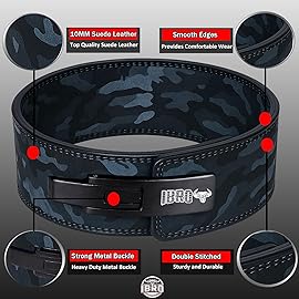 IBRO Powerlifting Lever Gym Belt - Power 10MM Extreme Heavy Duty Genuine Leather Belts - Squats Deadlifts Bodybuilding Weight Lifting IPF Power Lifting Strongman for Men 10mm Black Camo S
