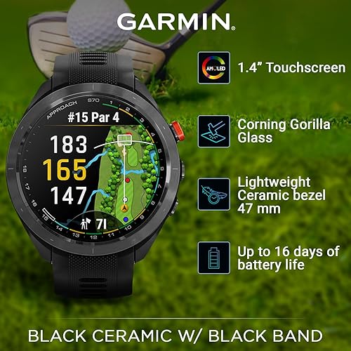 Miniatura 2 de Garmin Approach S12 Premium GPS Reloj de golf, negro y Wearable4U todo en uno paquete de herramientas de golf
