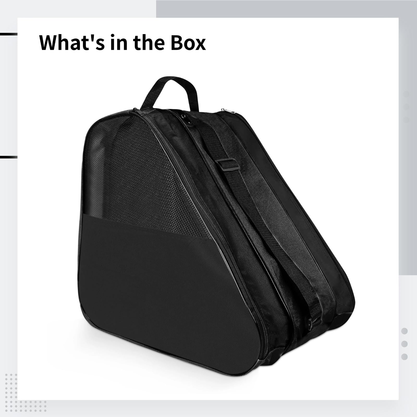 Sac pour Patins à Glace à 3 Compartiments, Grand Sac de Rangement pour Rollers avec Filet de Ventilation, bandoulière et poignée, organise Patins à Glace, Rollers et Accessoires de Patinage