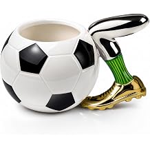 Soccer Mug 12 oz, Creative Ceramic Soccer Coffee Mug with Cleat Handle, Unique Cup for Sports Fans, Gift for Boys, Men, Athletes Pitch Green