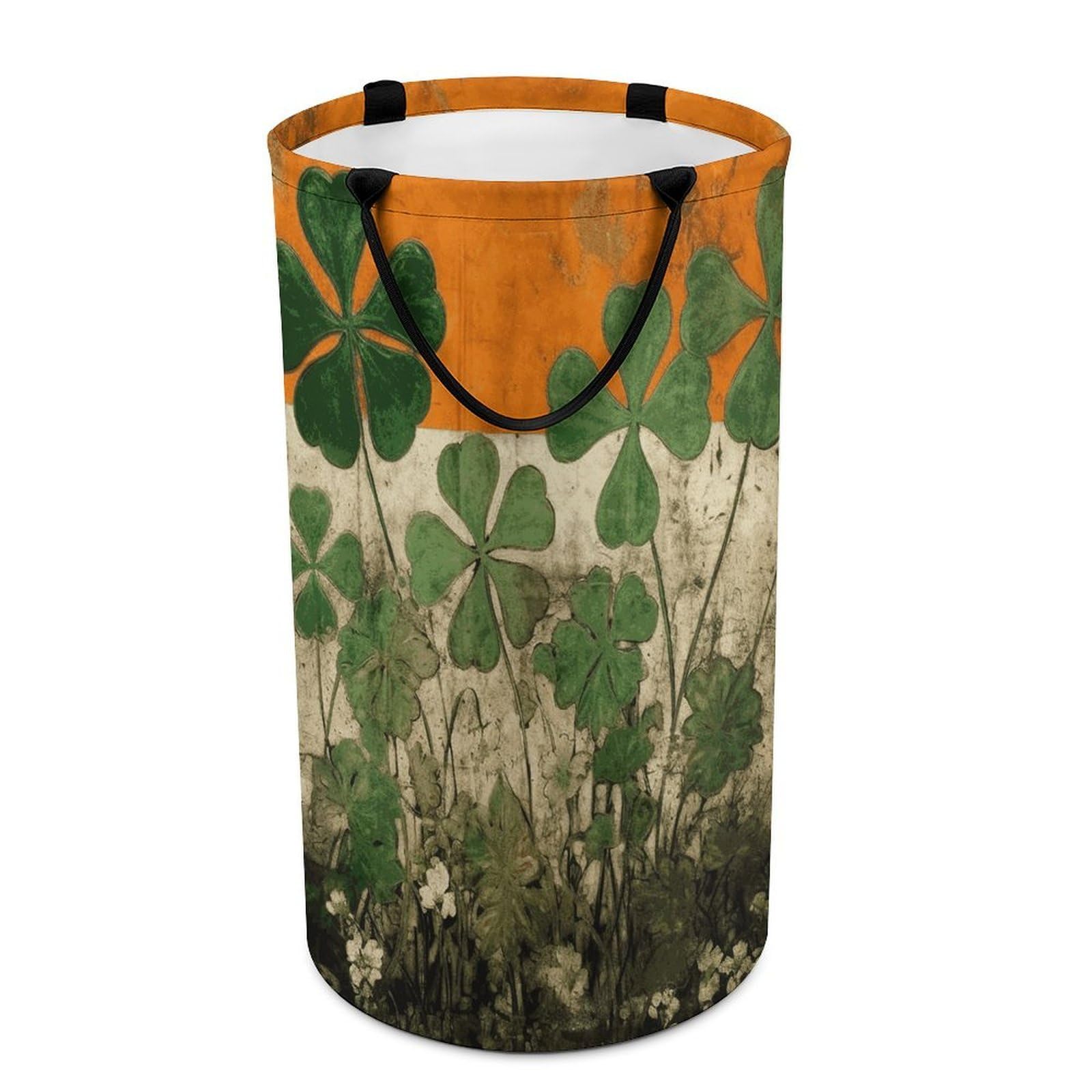 Clover on Flag Background Laundry Basket Freestanding Laundry Hamper with Handles Waterproof Dirty Clothes Hamper Collapsible Washing Bin Aesthetic Clothes Basket for Bathroom Bedroom Dorm