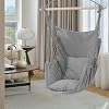 Hanging Chair with 2 Cushions, Boho Macrame Hammock Chair Hanging Rope Swing Chair with Pocket,Hardware Kit Included, Max 350lbs, Removable Steel Spreader Bar with Anti-Slip Rings Grey