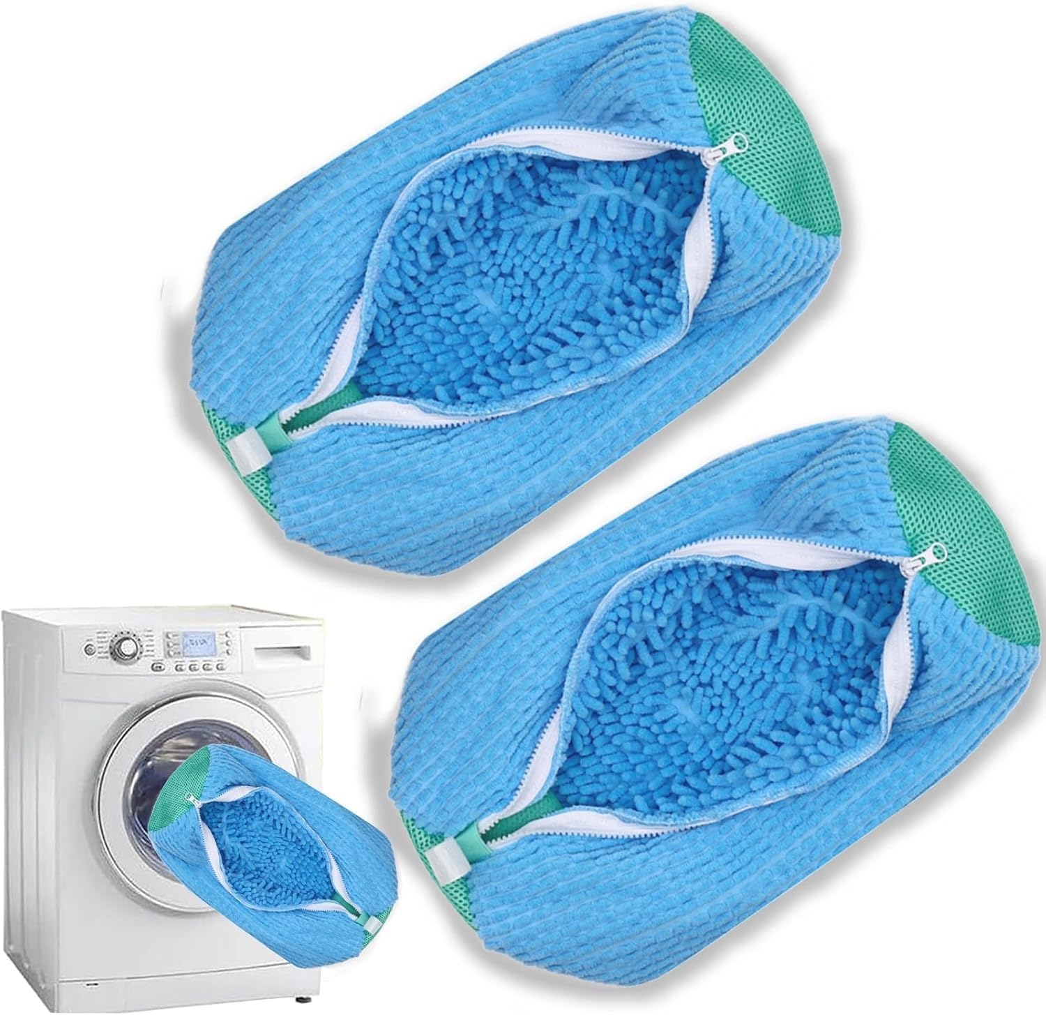 Shoe washing machine bag, Laundry shoe pouch for washer and dryer, Reusable and Durable Zipper Plush Washing Machine Bag for Sneakers, Delicates and Toys(Laundry Bag) (Blue, Pack of 2)-image-48