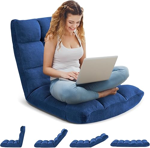 Miniatura 12 de Silla plegable para juegos de suelo de 14 posiciones, acolchada y ajustable, con algodón transpirable y terciopelo coral agradable a la piel para