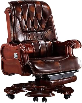 Leather Executive Chair Office Chair Computer Desk Chair Ergonomic Adjustable Racing Chair Task Swivel Chair Armrest and Lumbar Support