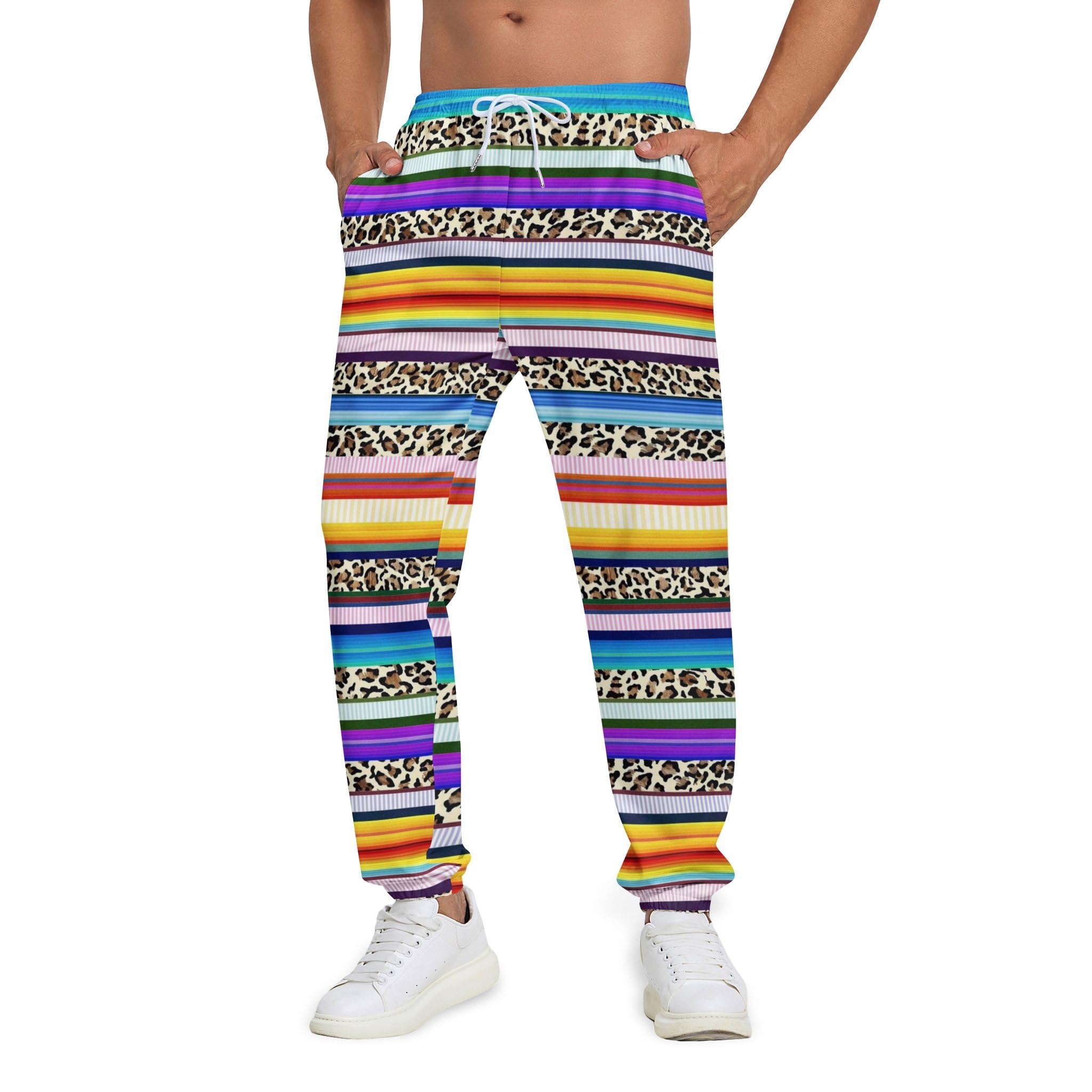 AYUNIX Men's Sweatpants Mexican Stripes Leopard Print Joggers Pants for Men Cargo Joggers for Athletic Workout Hiking