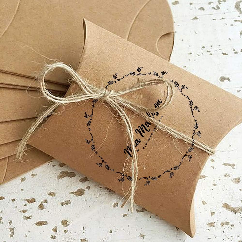 Outuxed Kraft Pillow Boxes 100pcs Small Gift Boxes, 3.5 x 2.8 Inches Mini Favor Boxes for Packaging Small Business, Soap, Jewelry and Wedding Party with 100pcs Jute Twine