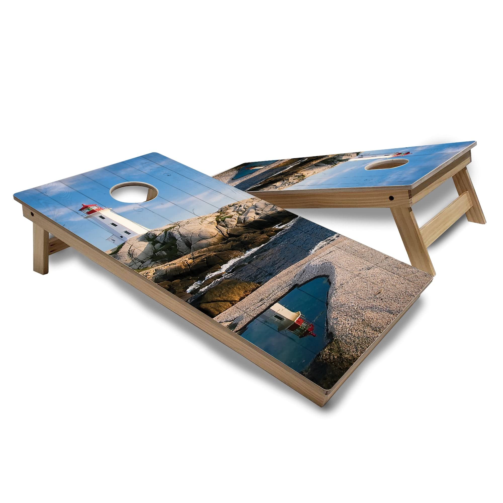 Lighthouse Corn Hole Boards - Regulation Size 2x4 - Includes Boards, (8) Corn Filled Bags and (1) Carrying Case