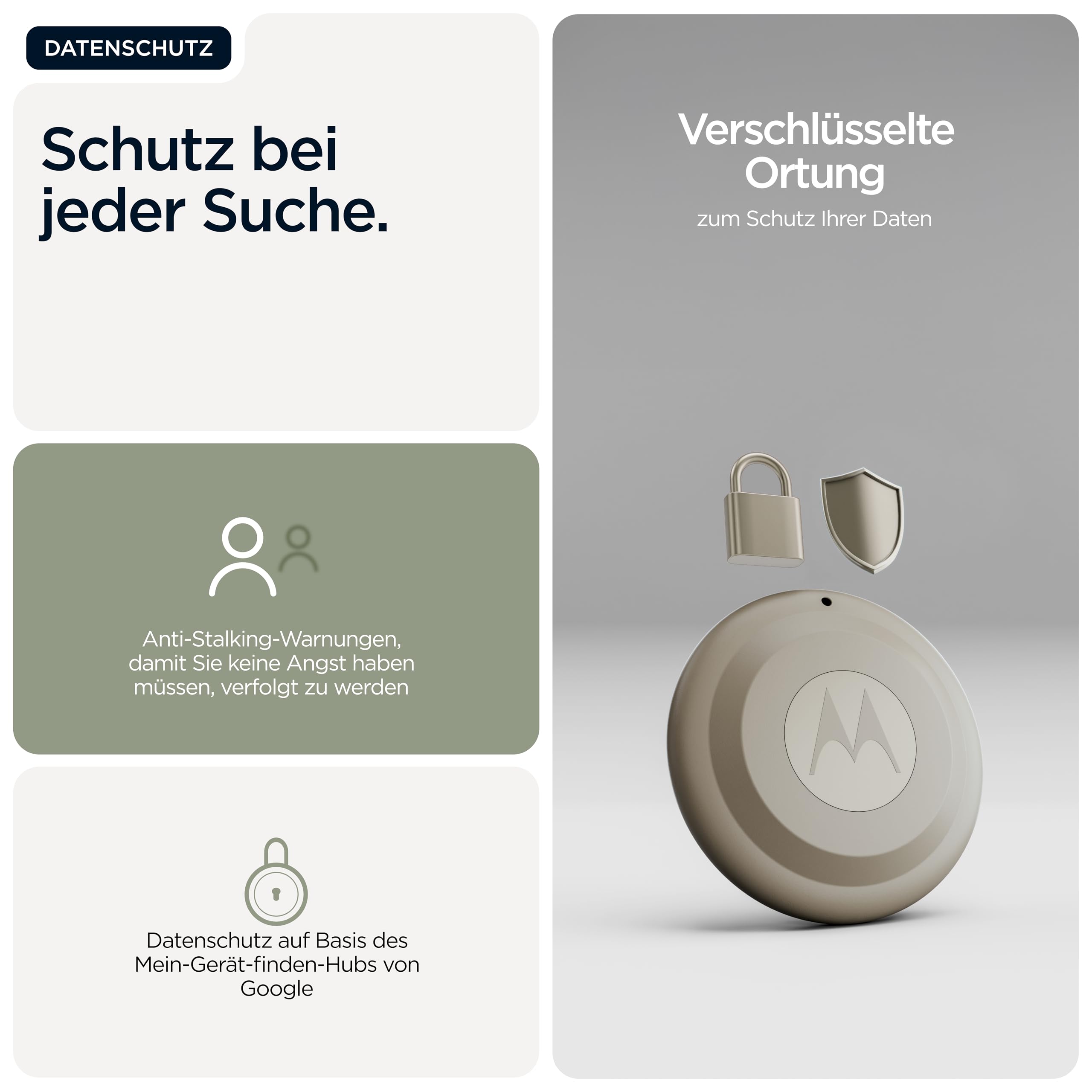 Motorola Moto Tag – Smart Tracker, 1er Pack (Android- und iOS-kompatible, Bluetooth 6.0, IP67 Wasserschutz, Finder für Schlüssel, Gepäckstücke und vieles mehr), Pantone Laurel Oak