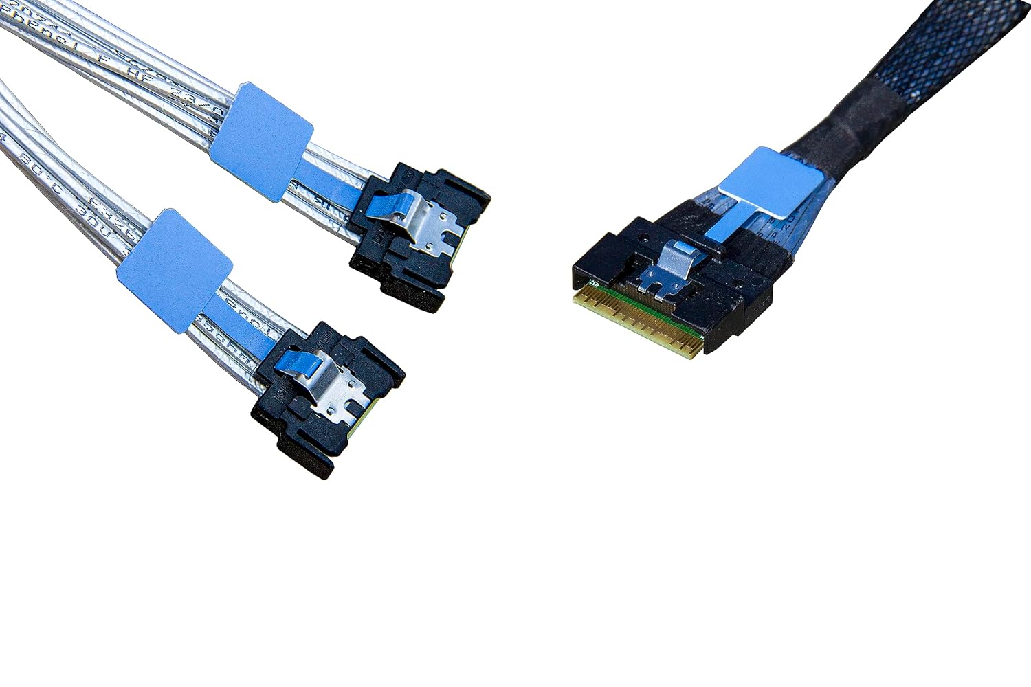 𝐃𝐢𝐋𝐢𝐧𝐤𝐞𝐫 𝐒𝐥𝐢𝐦𝐒𝐀𝐒 x8 to 2*𝐌𝐂𝐈𝐎 x4,𝐒𝐅𝐅-𝟖𝟔𝟓𝟒 74Pin to 2*𝐒𝐅𝐅-𝐓𝐀-𝟏𝟎𝟏𝟔 38Pin,PCIe Gen5 Mini Cooledge IO，Double Straight Cable 80CM(CBL-SAST-0953)