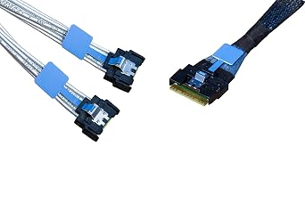 DiLinker SlimSAS x8 to 2*MCIO x4,SFF-8654 74Pin to 2*SFF-TA-1016 38Pin,PCIe Gen5 Mini Cooledge IO,Double Straight Cable 80CMCBL-SAST-0953