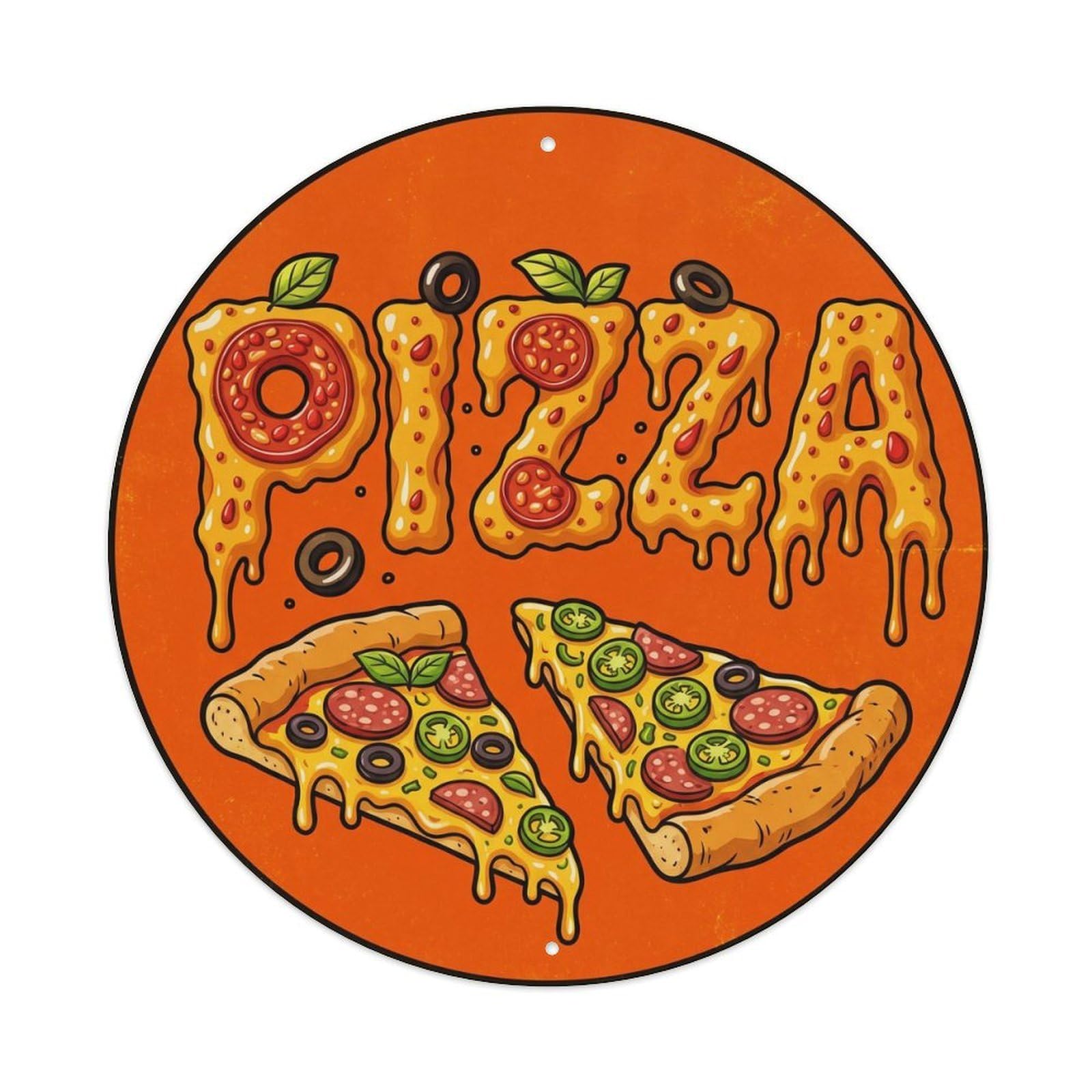Huiyhb 8X8inch(20X20cm) Vintage Pizza Slice Yuzu Pepper Metal Tin Sign