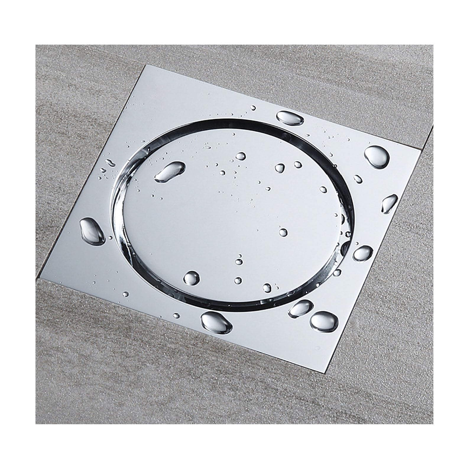 Yihanwuu Chrome Shower Floor Drain For Bathroom,Square Copper Shower Drain With Deodorization Drain Valve,Floor Tile Drain With Hair Catcher