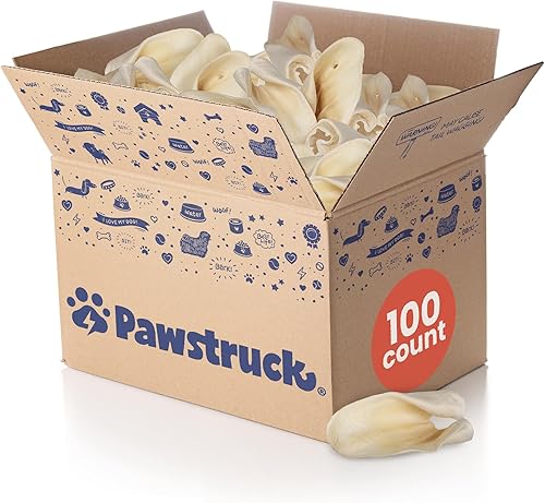 Pawstruck Orejas de vaca jumbo para perros y mascotas (paquete de 100) fabricadas en Estados Unidos y naturales, golosinas dentales saludables a