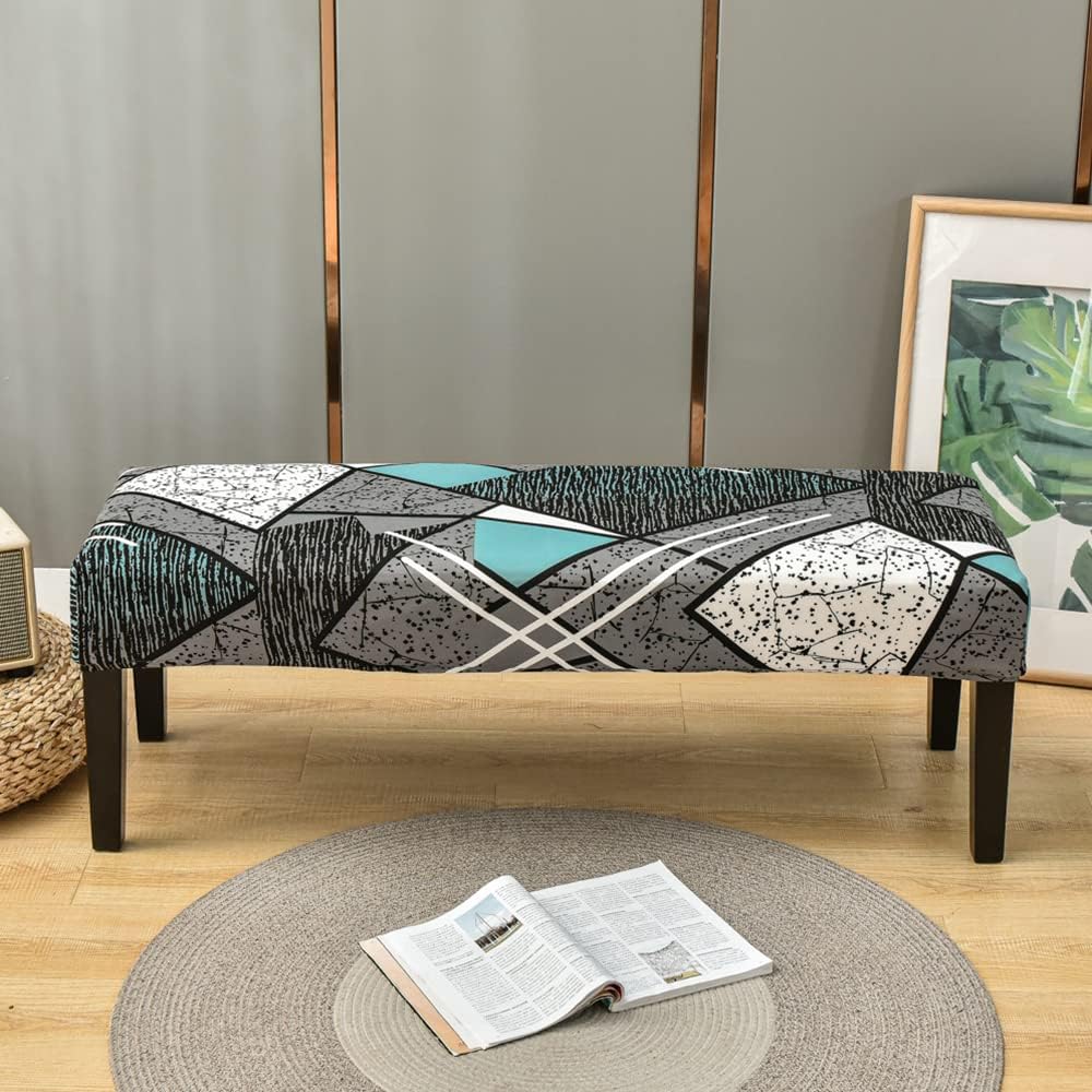 Stool Cover Rectangular Stretch Bench slipcover Bench Protector for Living Room Cover for Dining Room Stool Cover for Ottoman