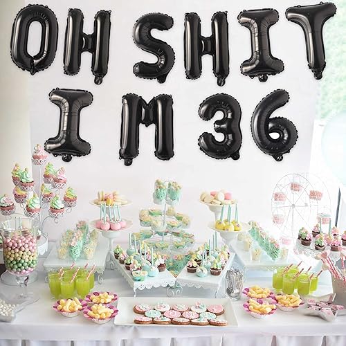 Miniatura 3 de Globos de látex de 16 pulgadas con texto en inglés Oh I'm 36!, Hallo Twenty Five Cheers to 36 años, decoración temática para hombre y mujer, fiesta