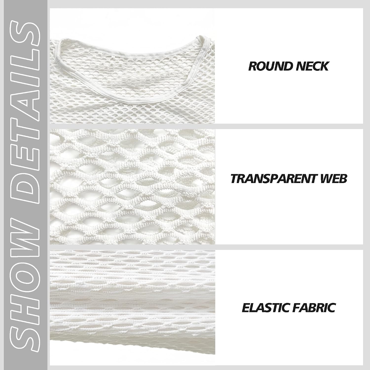 QiaTi Men's Fishnet Shirt Mens Fishnet Top Mesh Transparent Long Sleeve Muscle T-Shirt Net Undershirt Top for Men Daily