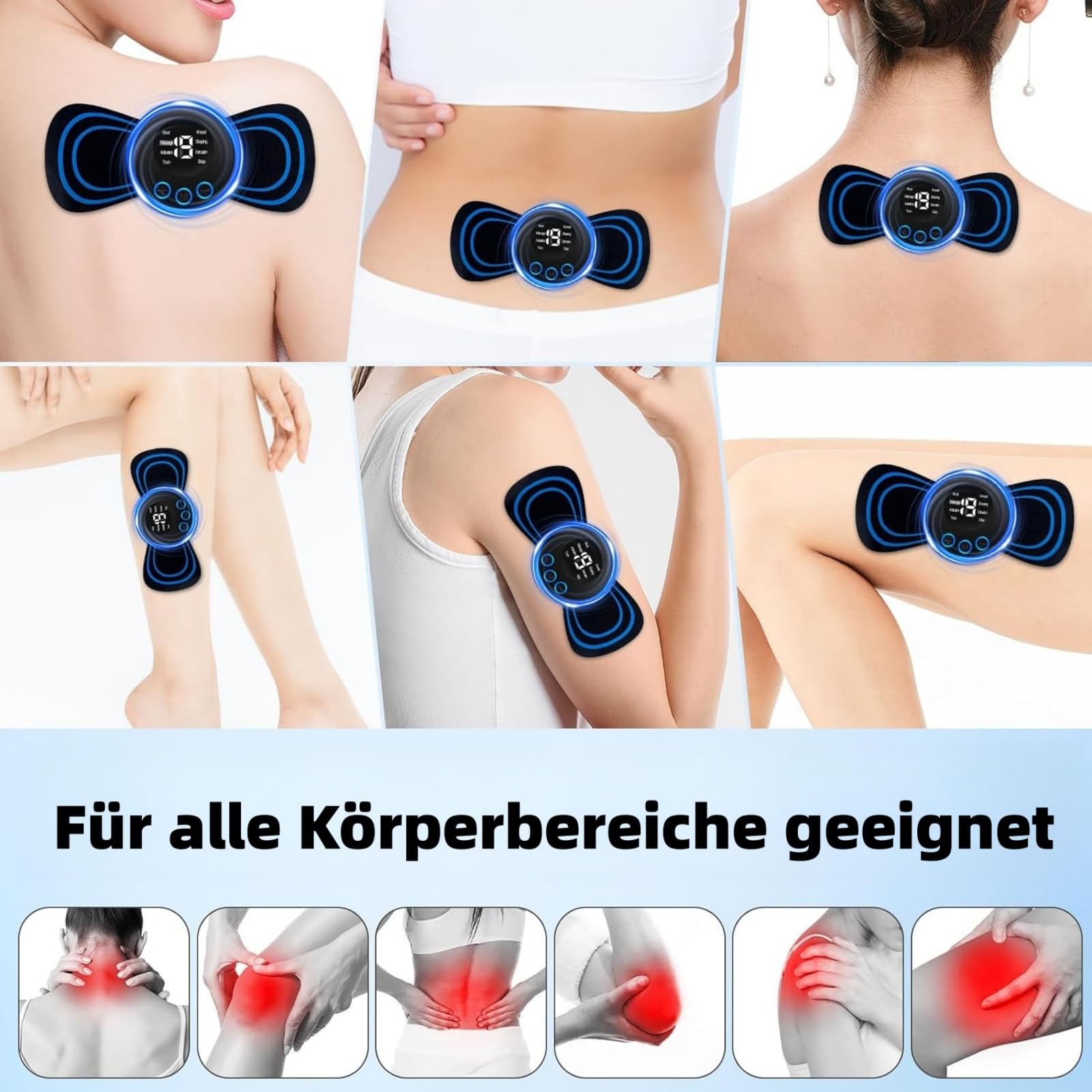 Lunora Ems Knie,Lunora Orthoflow Knie,Tragbares EMS Nackenmassagegerät,USB Mini Massagegerät mit 8 Modi und 19 Stufen,für Schulter,Nacken,Arme und Rücken