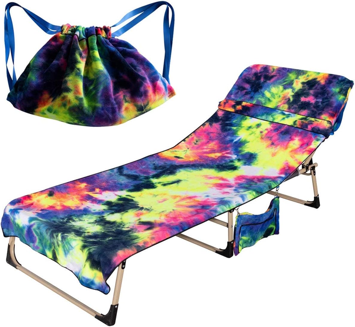 Lounge Chair Towel Beach Towel Microfiber Pool Lounge Chair Cover Lawn Chair Cover Patio Chair Cover with Pockets Holidays Sunbathing Quick Drying Towels 75 x 210 cm(Blue)