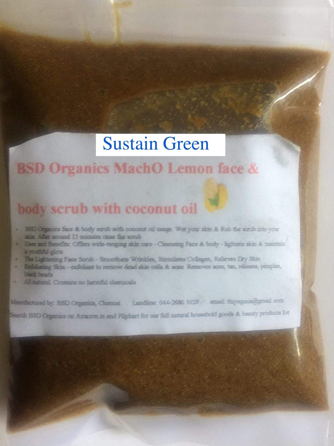 BSD Organics Sustain Green Macho Men Face and Body Scrub with Virgin Coconut Oil (500 Gram)-image-19