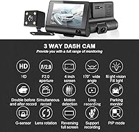 Vista 2 de Dash Cam, Dash Cam delantera y trasera, cámara de salpicadero de 4 pulgadas para coches, 1080P, gran angular de 170°, visión nocturna WDR G -Sensor
