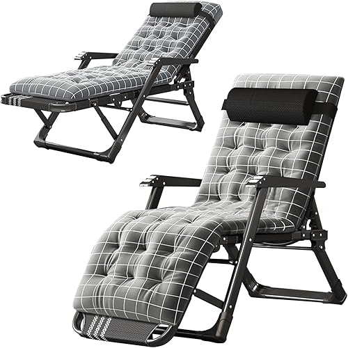 Slsy Sillón de descanso, 3 en 1 con almohadilla extraíble para interiores y exteriores, sillón reclinable de patio, silla reclinable plegable para