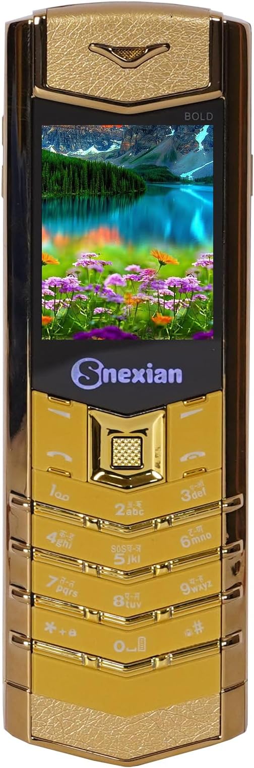 Snexian All-New Bold V1 Modern Premium Design Dual Sim |Keypad Mobile| with 1.8" Display |Attractive Design|Voice Changer|BT Dialer| Call Recording|Long Lasting Battery|FM|Camera|Feature Phone| Gold