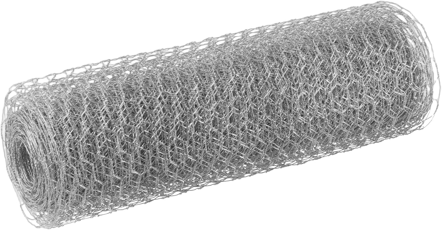 14 inch x 131ft Galvanized Chicken Wire Fencing with 300 Cable Ties- 21 Ga. Thick Double Rust-Proof Layer with 1 Inch Hexagonal Mesh for Garden Protection & Craft Projects