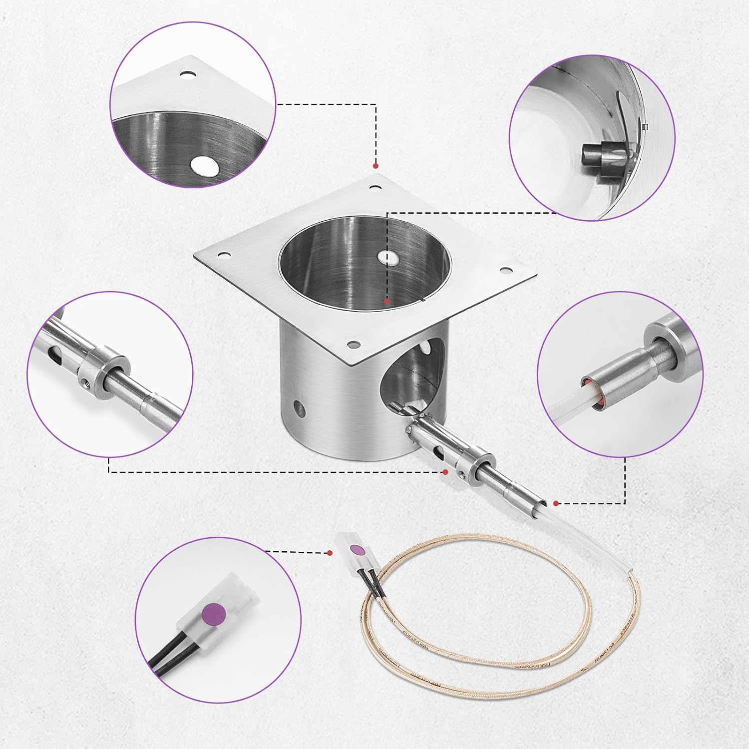 Upgraded Fire Burn Pot for Traeger & Pit Boss Pellet Grills (Exclude PTG), Stainless Steel Grill Burn Pot Replacement with Ash Remover,Fire Burn Pot with Screws and Fuse,Pit Boss Fire Burn Pot