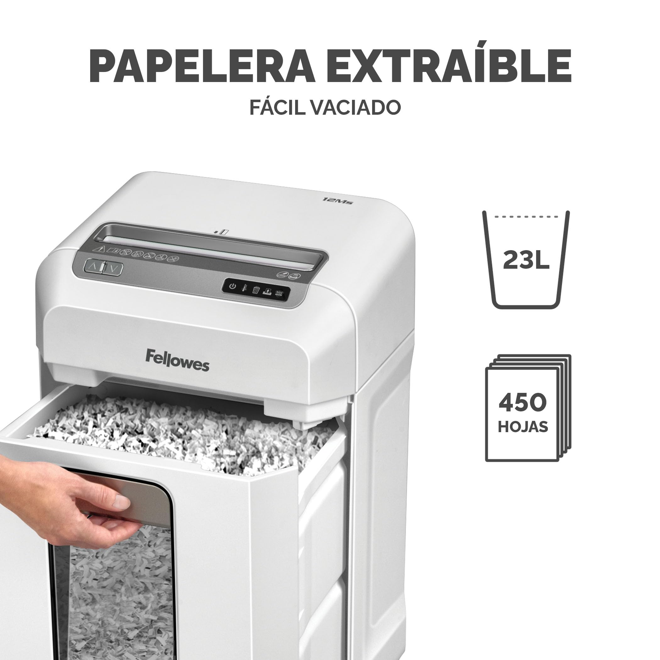 Fellowes Powershred 12MS - Destructora de Papel, destruye hasta 12 Hojas, minicorte, para pequeñas Empresas y oficinas domésticas + Fellowes Aceite lubricante para destructoras de papel, 355 ml