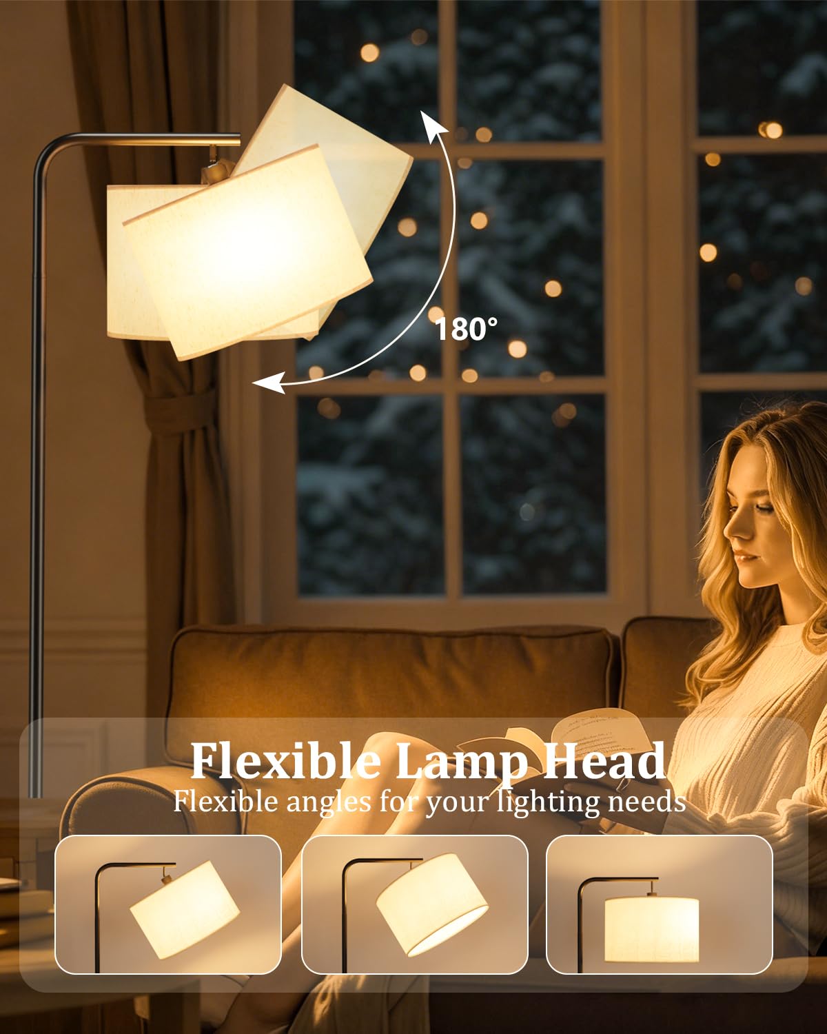 Lampara de Pie Salon Regulable - 11 Temperaturas, Control Remoto & Interruptor de Pie, Bombilla LED 8W Energía Eficiente, Amigable con Ojos, Perfecta para Sala de estudio, Dormitorio y Oficina