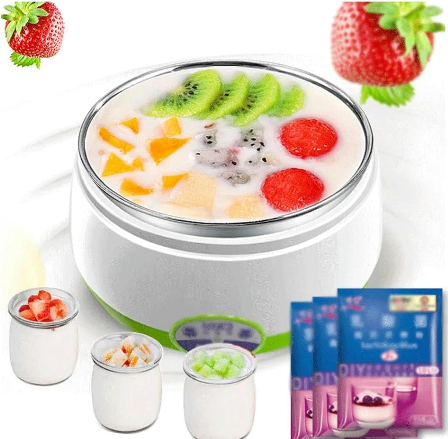 Cute Small Yogurt Machine, Fully Automatic Home-Made Mini Yogurt Machine, Fermented Multifunctional Glass Natto Rice Wine, Pink