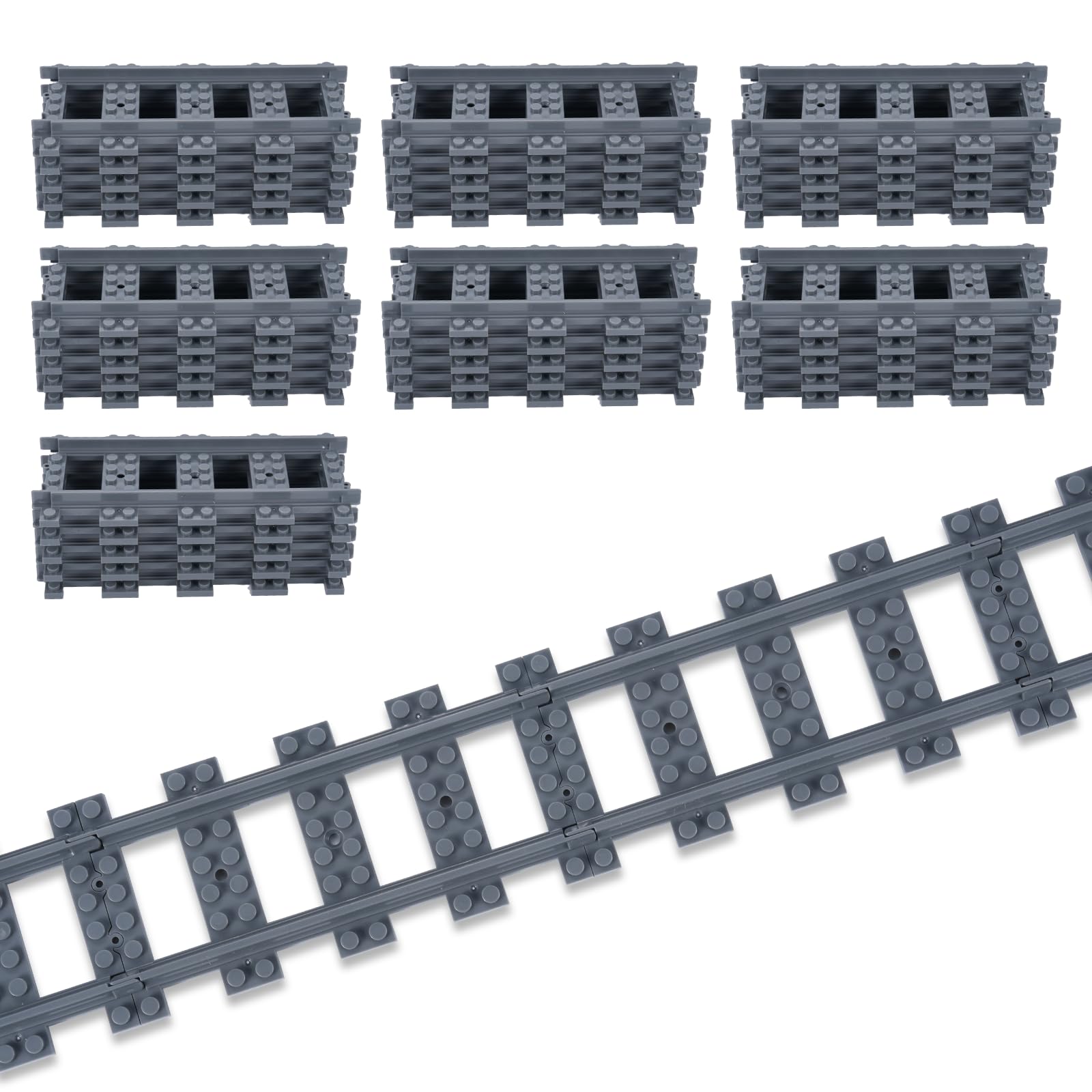 35 Stück Gerade Schienen Bausteine Set,APKLVSR City Schienen, City Zug Schienen Set,Spielzeug Eisenbahnschienen Erweiterungsset für Modellbau,Kompatibel mit dem Marktführer