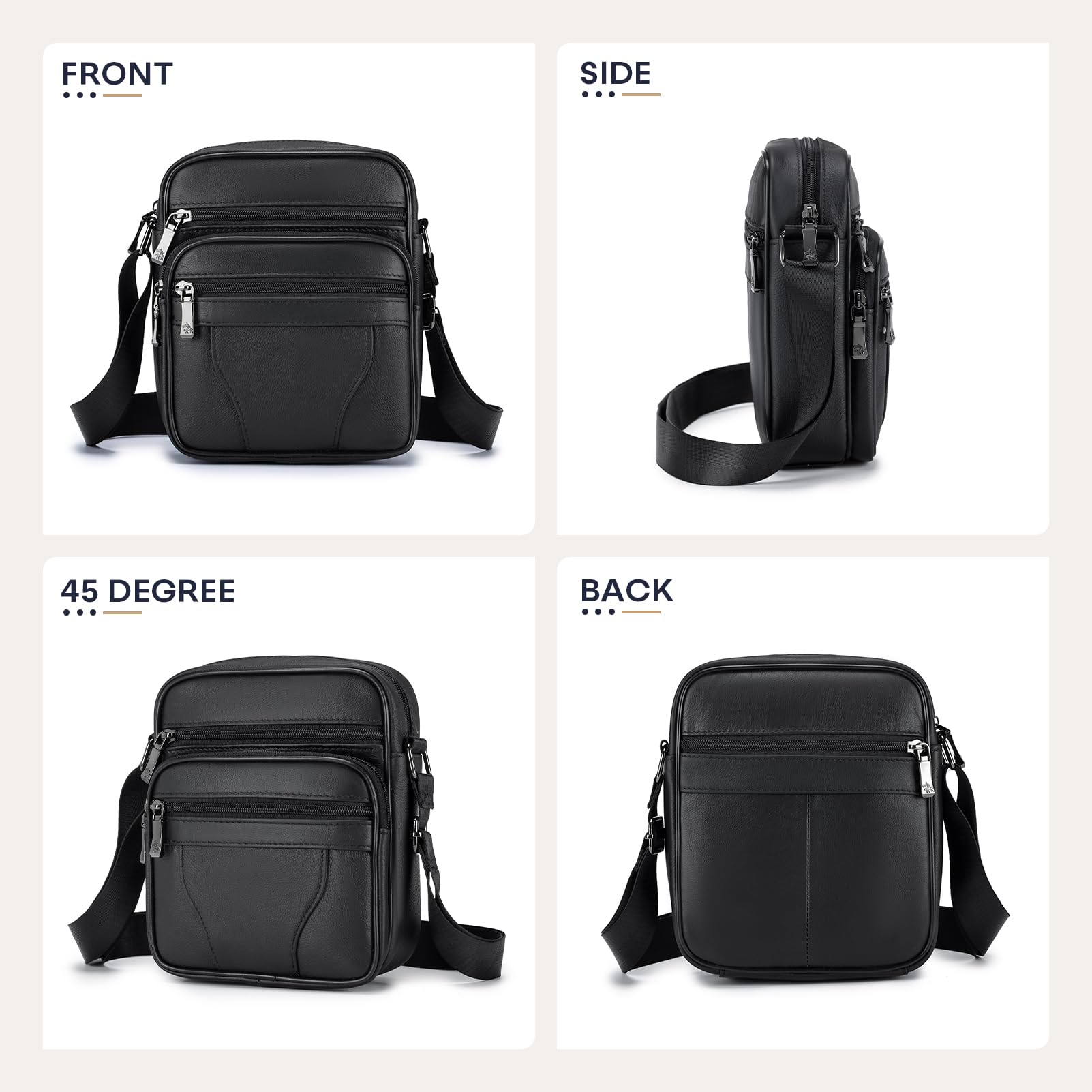 BAGZY Sacoche Homme Bandouliere Sacoche Homme Cuir Veritable Petit Sac Bandoulière Homme Sac Porté Epaule Sacs Business Sacs à Dos Porté Travers Pochettes Sacs à Main Voyage