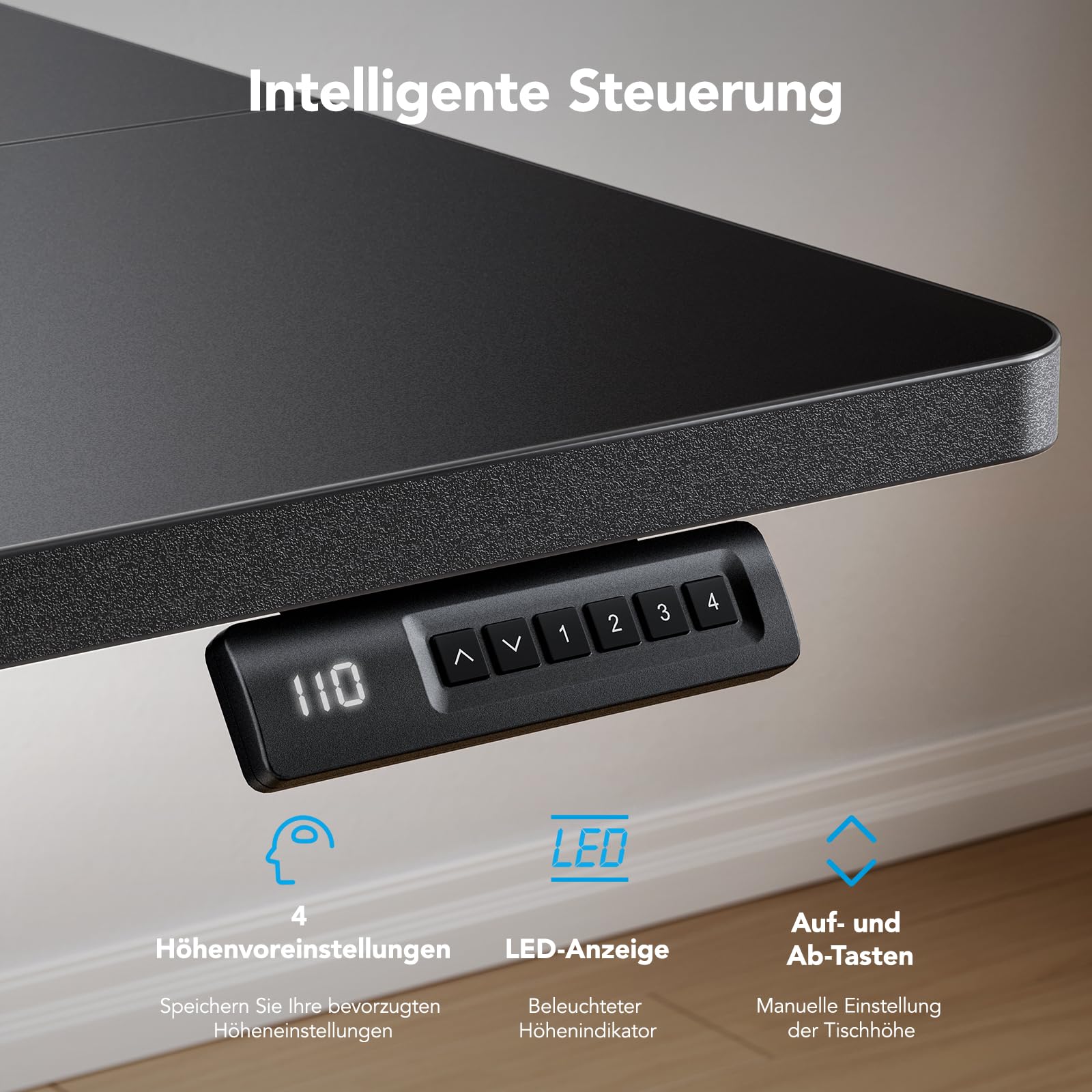 HUANUO Dual Motor Höhenverstellbarer Schreibtisch Gestell,4 Beine Höhenverstellbarer Schreibtisch für Haus & Büro, Tischbeine Höhenverstellbar mit Heavy Duty Stahl, Memory Controller, nur Gestell