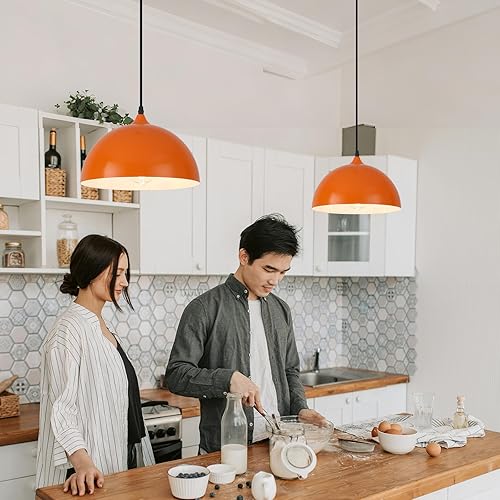 Miniatura 84 de Lámpara Colgante Industrial Electrochapada en Oro de 11.8 pulgadas, Paquete de 2, Lámparas Colgantes de Metal para Isla de Cocina, Lámpara Colgante