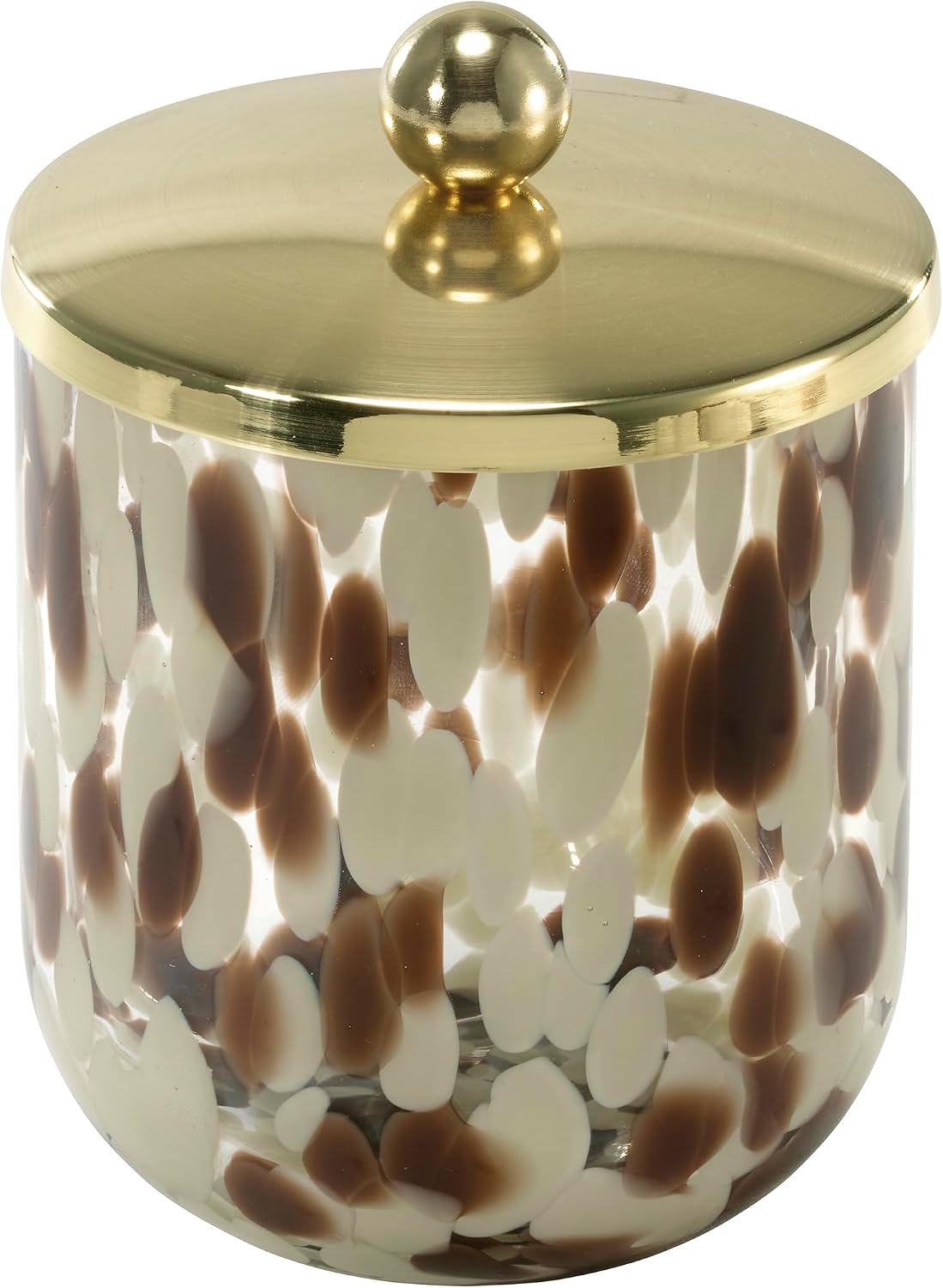Nicole Miller – Covered Jar, Decorative Glass with Animal Print Design & Gold-Tone Lid, Decorative Storage for Bathroom, Kitchen, Bedroom or Office (Safari)