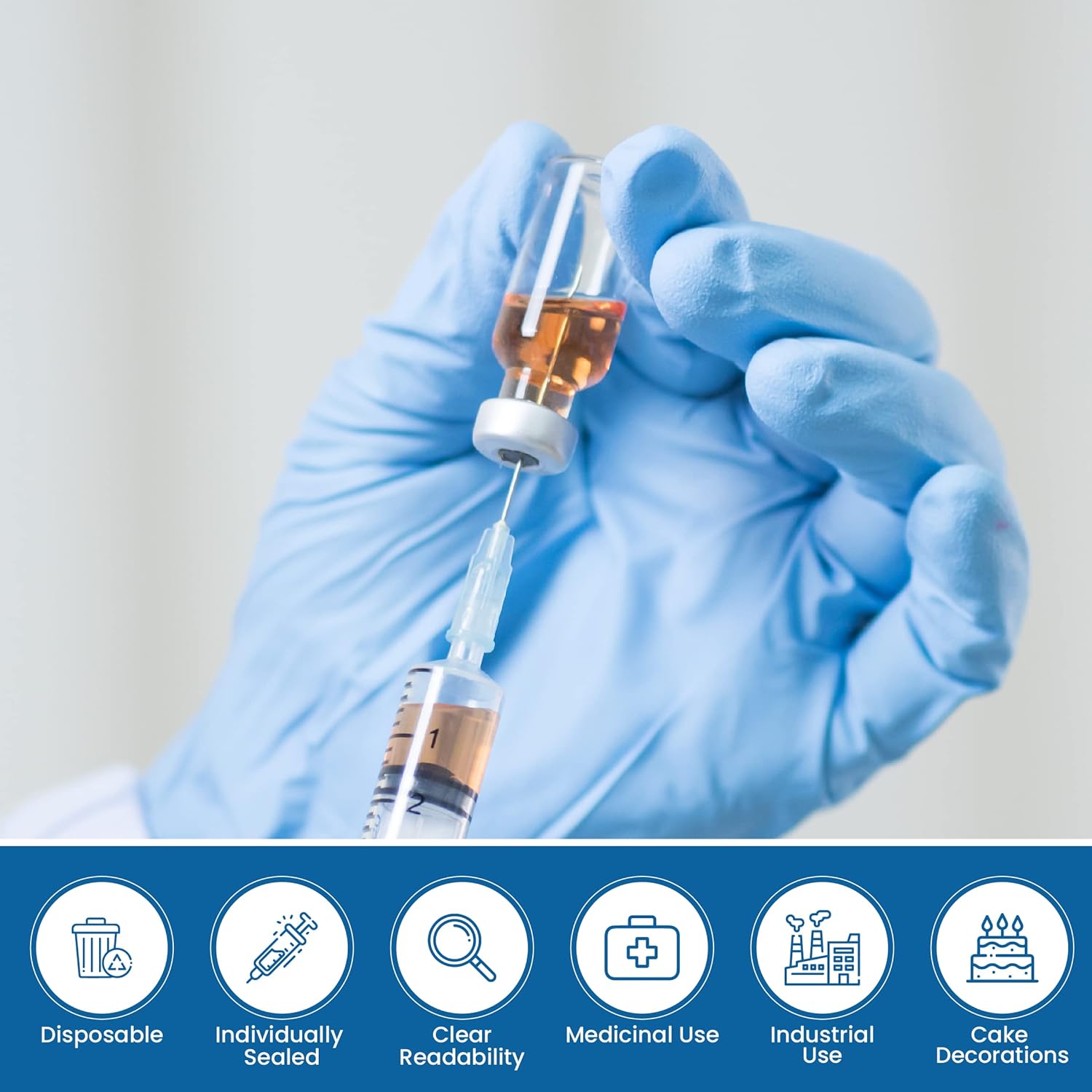 3ml Syringe with Luer Lock Tip, Disposable, Individually Sealed, TKMD, Box of 100, (No Needles Included) : Industrial & Scientific