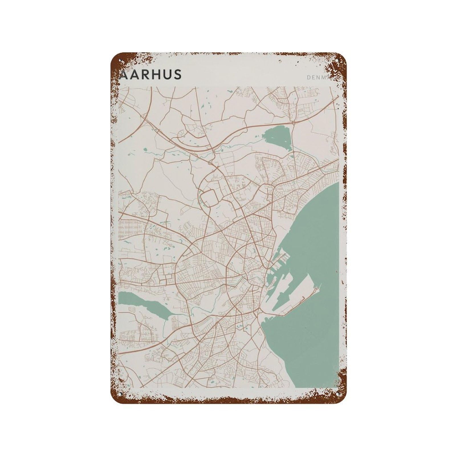 xiaoxiaoshen Aarhus Map Denmark Travel Gift Farmhouse Decor (2) Wall Decor Art Metal Tin Poster Modern Home Decor Art Home Bar Shop Decorations Vintage Sign 30x20cm