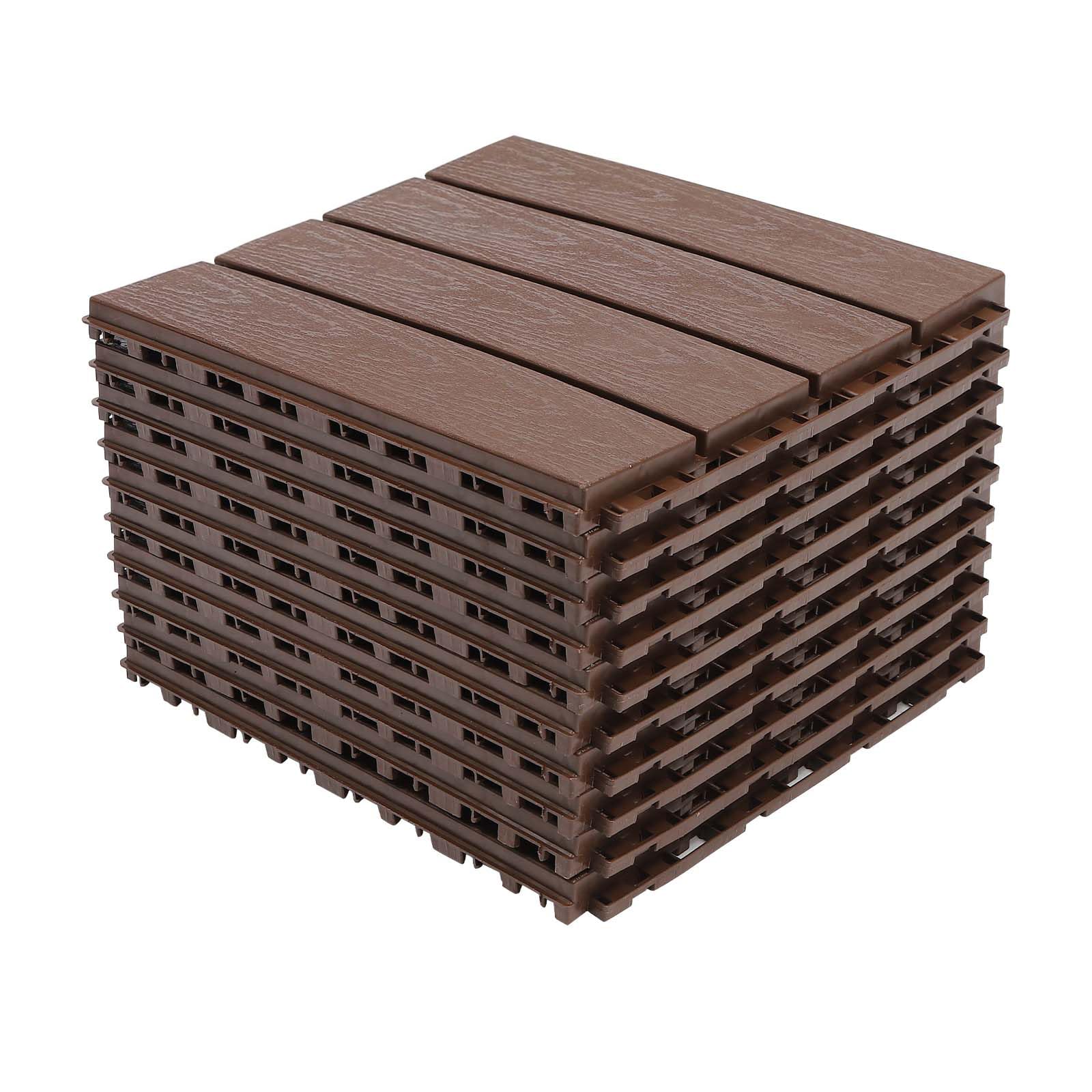 12 Lattes Dalles en Bois d’Acacia Carrelage de Balcon, Dalles de Terrasse Emboîtables, Carrelage Sol Bois Dalle Clipsable Revêtement, Épaisseur 20 MM pour Jardin Piscine Balcon (10, 30 * 30 cm)