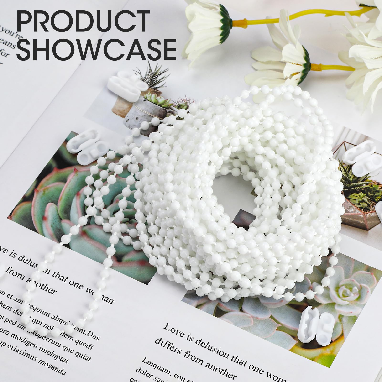 Corda Per Tende 10 Metri Con Connettori - Ricambio Per Tende A Rullo E Verticali, Catena Bianca - Foto 7