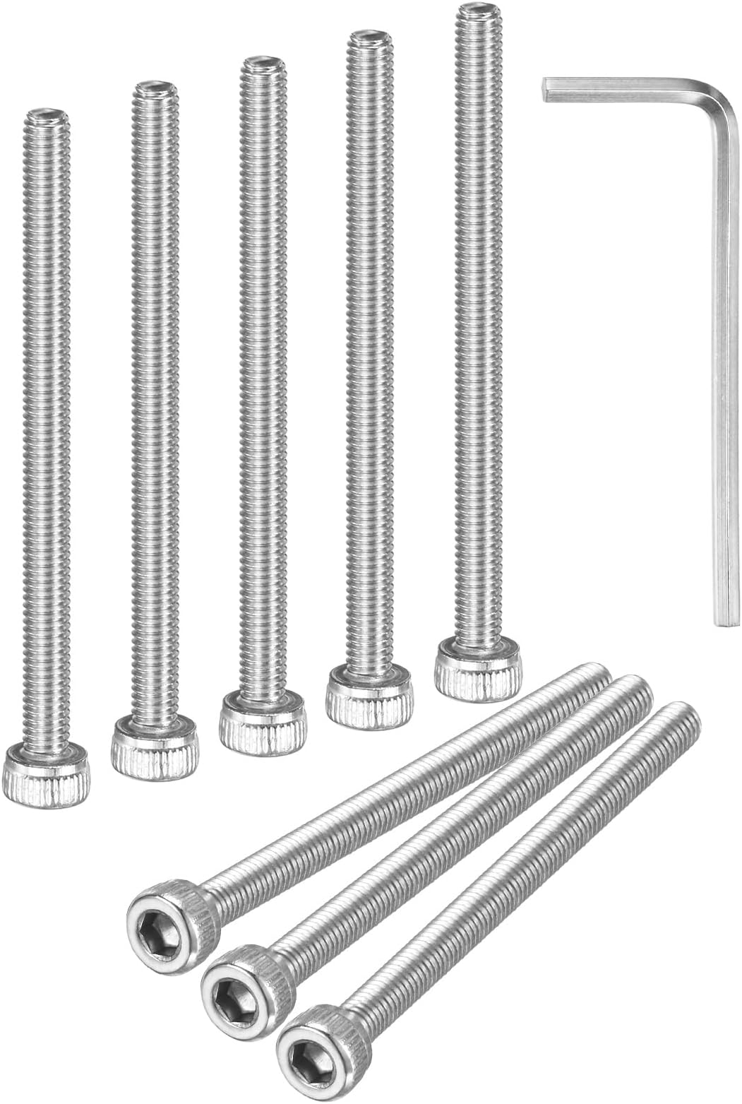 20-Pack M3 x 45mm Socket Head Cap Screws, 304 Stainless Steel Hex Machine Bolts, Allen Socket Drive Screw with Hex Wrench for Repair/DIY, Fully Threaded Fasteners Kit [Silver]