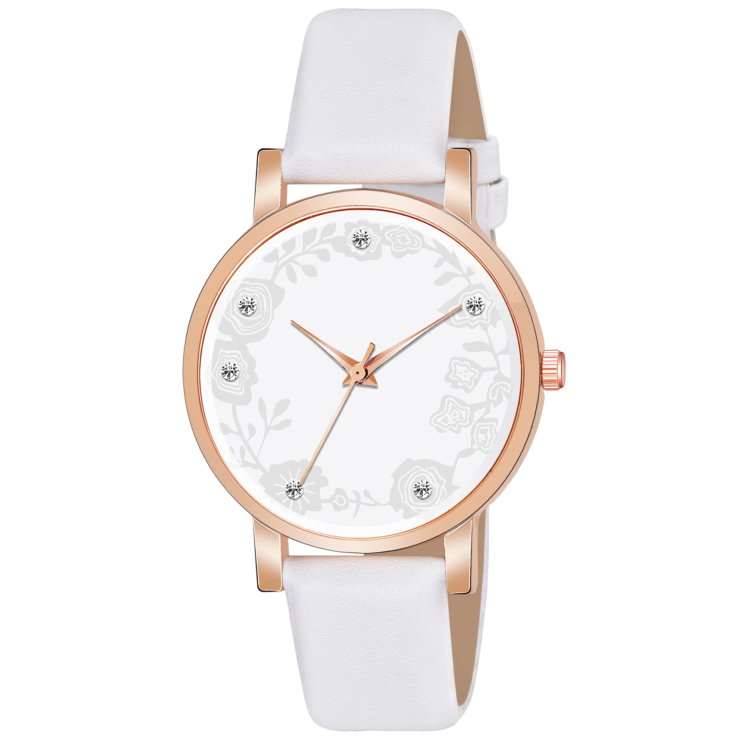 KIARVI GALLERY Analogue Diamond Studded Flower Dial Unique Designer Leather Strap Women's and Girl's Watch