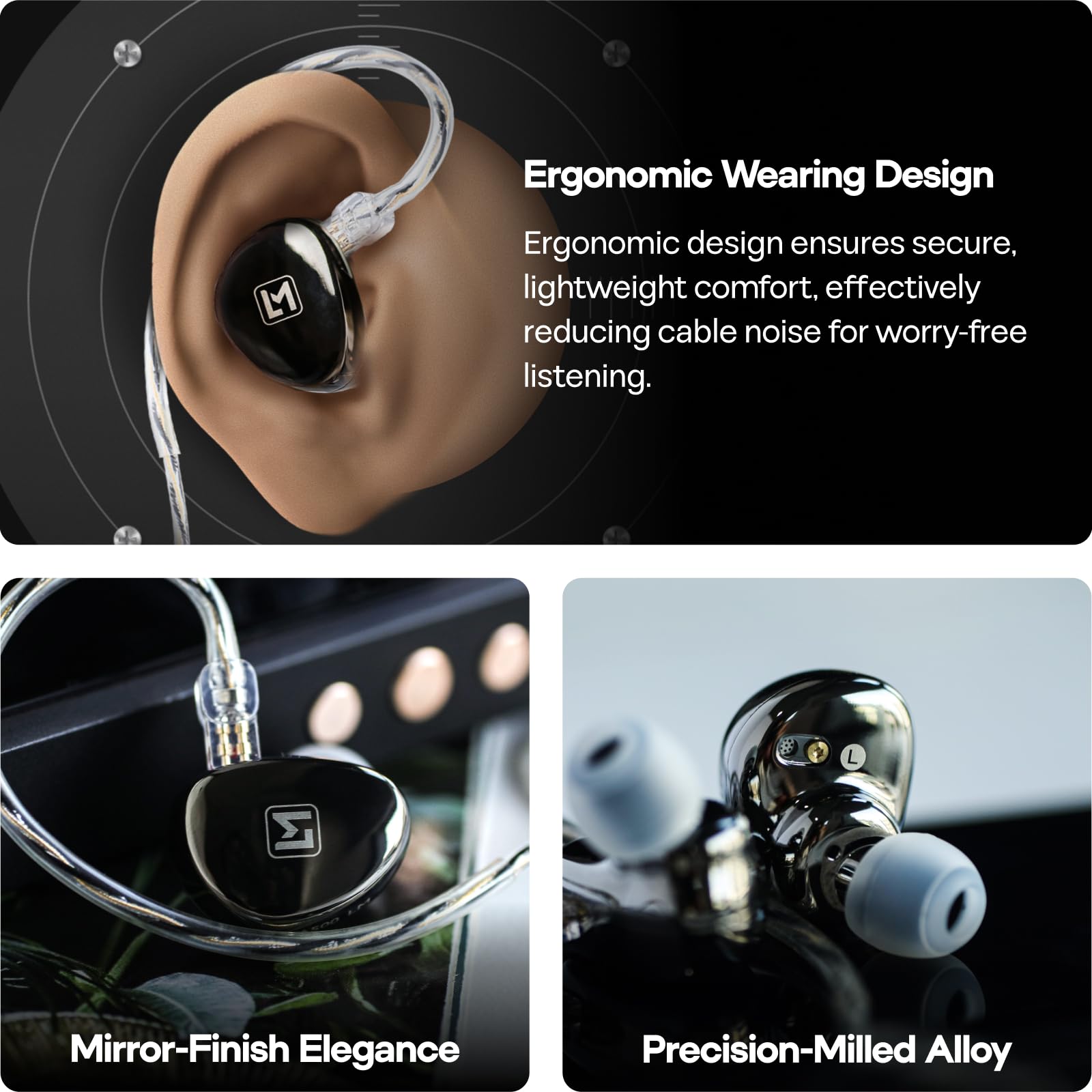 Simgot EA500LM słuchawki douszne z podwójnym magnesem i podwójną jamą, przewodowe słuchawki douszne HiFi z wymienną dyszą tuningową, odłączany kabel do audiofila/gier