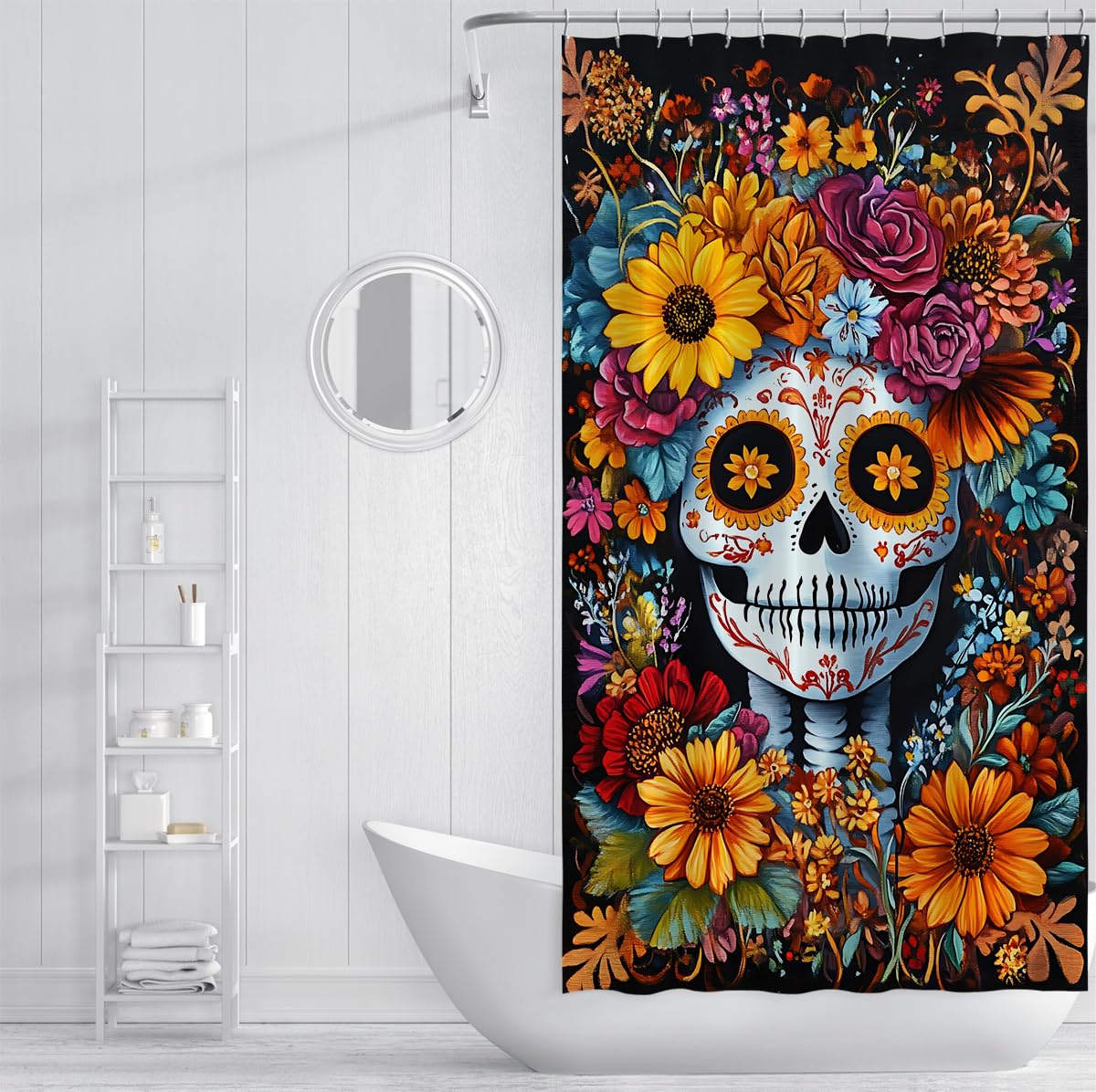 Tende Doccia Teschio Zucchero Floreale Day of The Dead 200x200cm