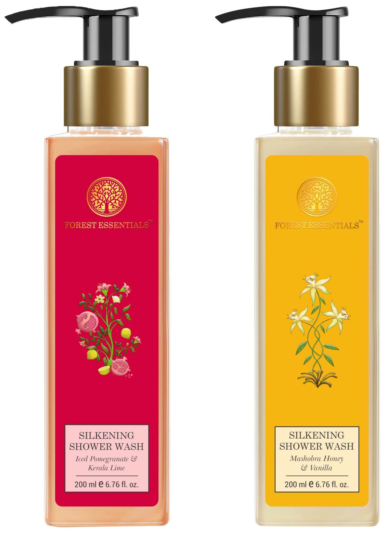 Forest Essentials Silkening Shower Wash Iced Pomegranate & Kerala Lime & Forest essentials Silkening Shower Wash Mashobra Honey & Vanilla|Lightly Scented & SLS-Free| Body Wash For Men And Women-picture-33