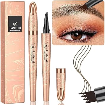 Eyebrow Pencil Light Brown Microblading Eyebrow Pen Eyebrow Makeup 4 point Lift & Snatch Brow Pen Mothers Day Gifts Waterproof Natural Looking Long Lasting Eye Makeup Light Brown 01#