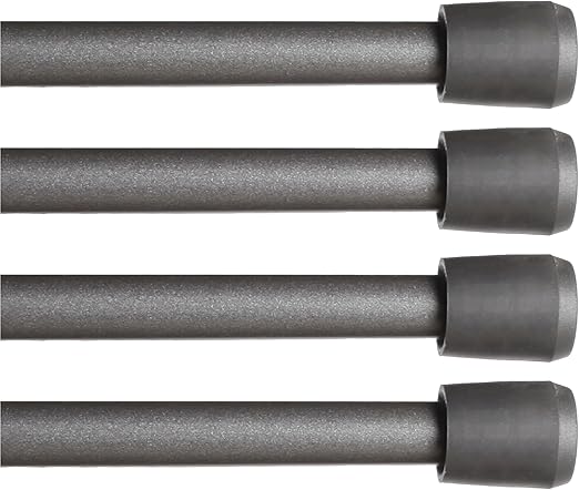 Kenney Fast Fit No Tools 7/16" Spring Tension Rod, 4-Pack 28-48" - Gunmetal