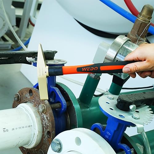 Miniatura 6 de WEDO Martillo de soldadura de latón con mango de fibra de vidrio, martillo escalador, martillo astillado, 10.58 oz, longitud 11.024 in (11 pulgadas)